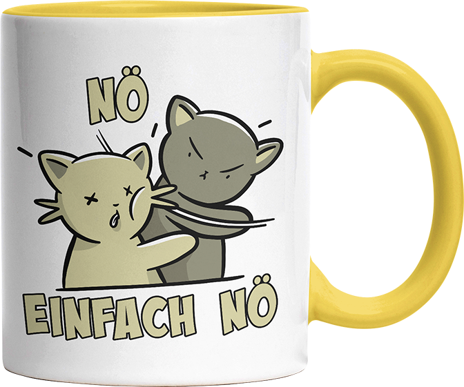 Nö Einfach Nö Katzen Ohrfeige Witzige Hellgelb Tasse kaufen Geschenk