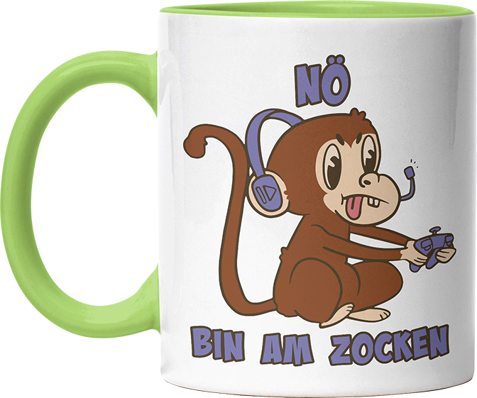 Affe Nö bin am zocken Witzige Hellgrün Tasse kaufen Geschenk