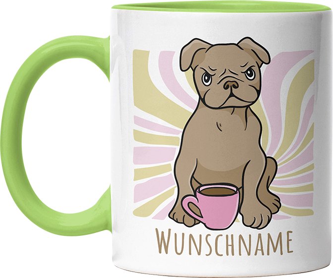 Bulldogge Personalisierbar Name Witzige Hellgrün Tasse kaufen Geschenk