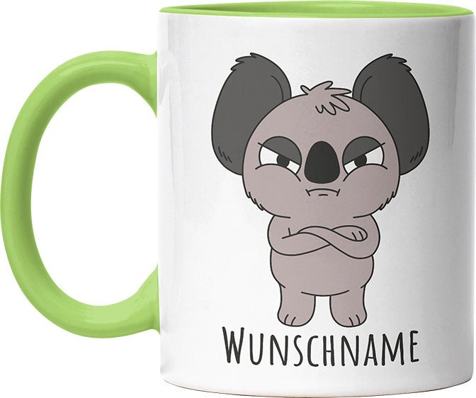 Genervter Koala Personalisierbar Name Witzige Hellgrün Tasse kaufen Geschenk