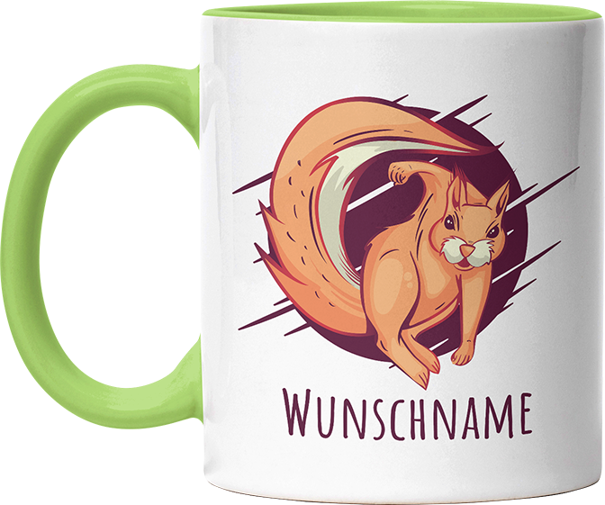 Eichhörnchen Personalisierbar Name 2 Witzige Hellgrün Tasse kaufen Geschenk