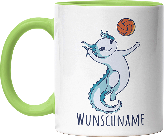 Axolotl Volleyball Kaffee Personalisierbar Name Witzige Hellgrün Tasse kaufen Geschenk