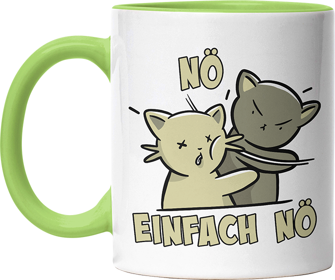 Nö Einfach Nö Katzen Ohrfeige Witzige Hellgrün Tasse kaufen Geschenk