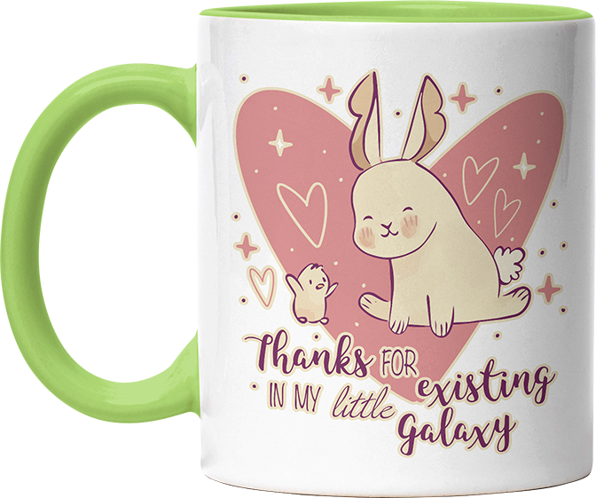 1WH Thanks for existing in my little Galaxy Hase Küken Witzige Hellgrün Tasse kaufen Geschenk