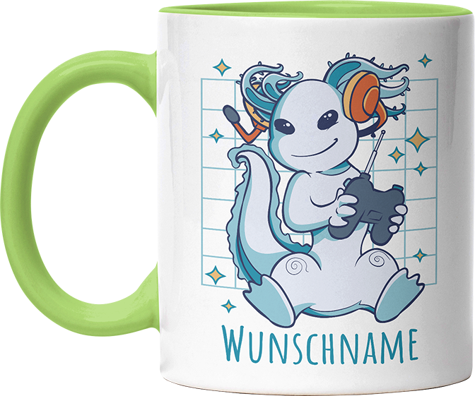 Axolotl Gamer Personalisierbar Name Witzige Hellgrün Tasse kaufen Geschenk
