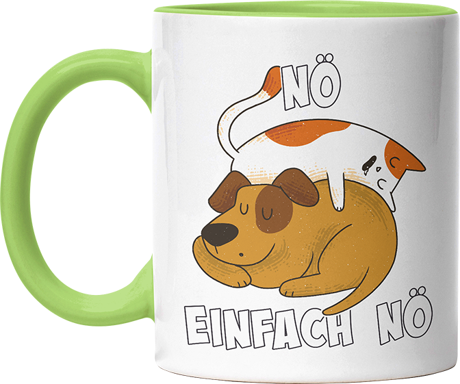 Nö Einfach Nö Hund Katze schlafen Witzige Hellgrün Tasse kaufen Geschenk