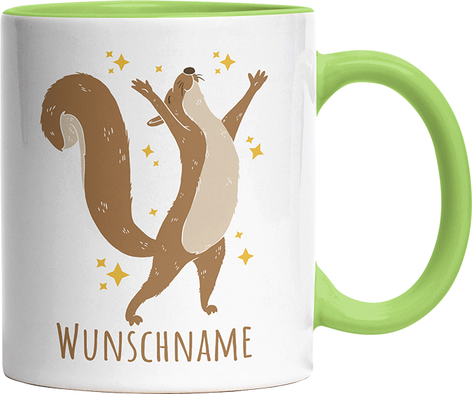 Eichhörnchen Personalisierbar Name 1 Witzige Hellgrün Tasse kaufen Geschenk