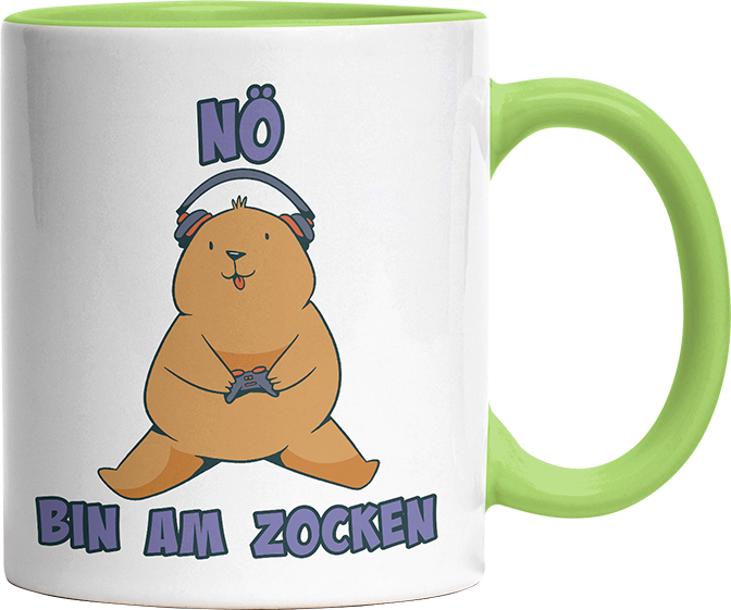 Bär Nö bin am zocken Witzige Hellgrün Tasse kaufen Geschenk