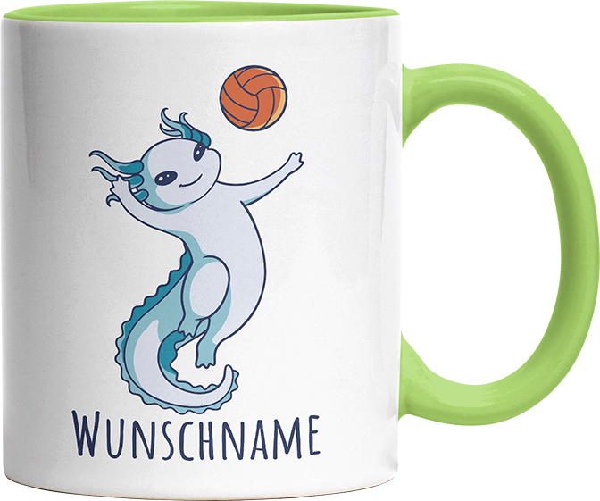 Axolotl Volleyball Kaffee Personalisierbar Name Witzige Hellgrün Tasse kaufen Geschenk