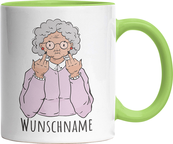 Alte Dame Kaffee Personalisierbar Name Witzige Hellgrün Tasse kaufen Geschenk