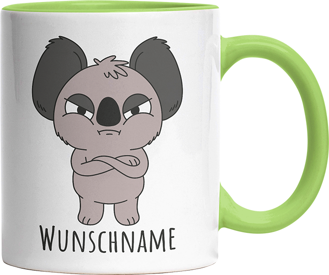 Genervter Koala Personalisierbar Name Witzige Hellgrün Tasse kaufen Geschenk
