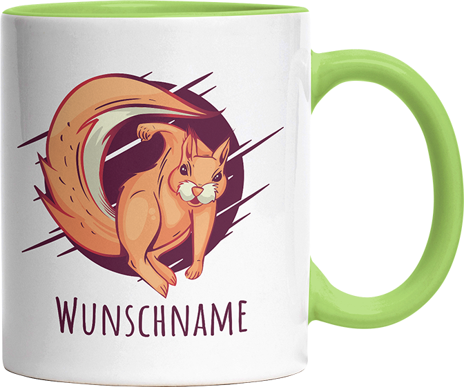 Eichhörnchen Personalisierbar Name 2 Witzige Hellgrün Tasse kaufen Geschenk