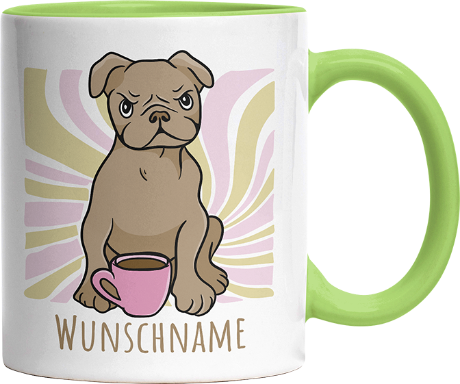 Bulldogge Personalisierbar Name Witzige Hellgrün Tasse kaufen Geschenk