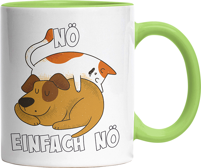 Nö Einfach Nö Hund Katze schlafen Witzige Hellgrün Tasse kaufen Geschenk