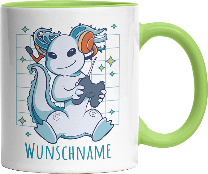 Axolotl Gamer Personalisierbar Name Witzige Hellgrün Tasse kaufen Geschenk