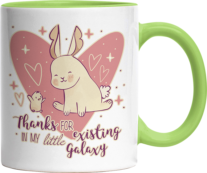 1WH Thanks for existing in my little Galaxy Hase Küken Witzige Hellgrün Tasse kaufen Geschenk