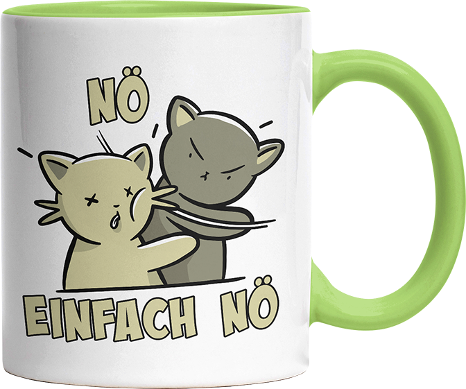 Nö Einfach Nö Katzen Ohrfeige Witzige Hellgrün Tasse kaufen Geschenk