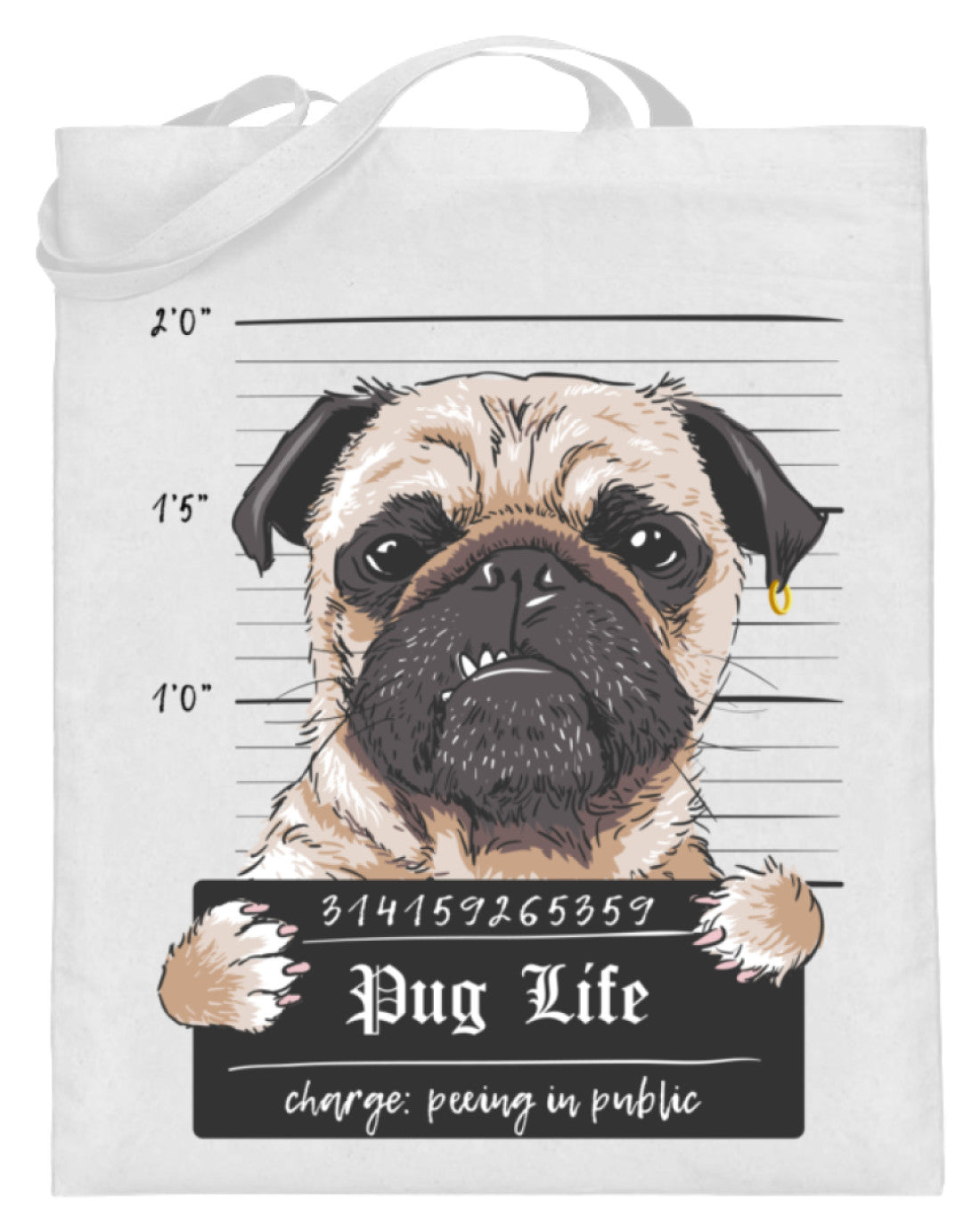 Pug Life | Lustiger Hund | Geschenk für alle Mops Besitzer | Jutebeutel in Blau in Größe 38cm-42cm