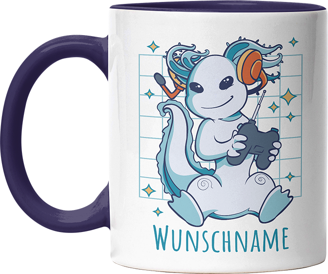 Axolotl Gamer Personalisierbar Name Witzige Kobaltblau Tasse kaufen Geschenk
