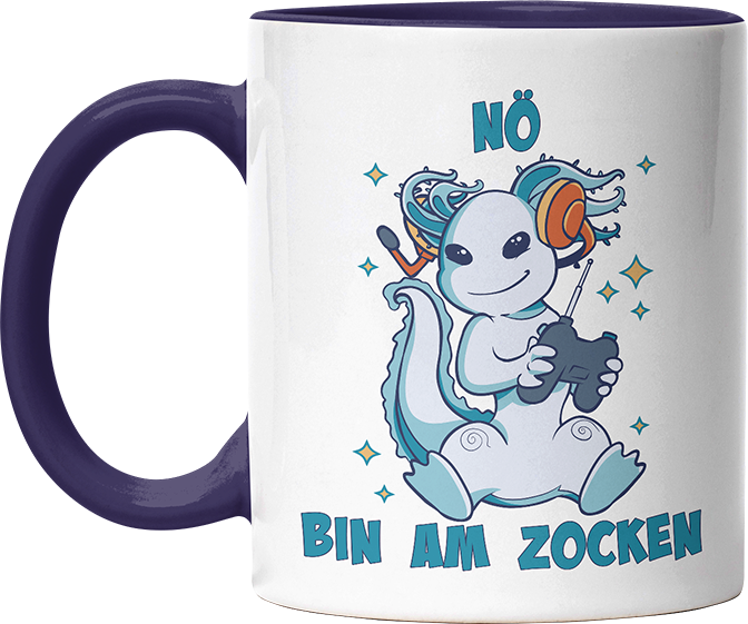 Axolotl Nö bin am zocken Witzige Kobaltblau Tasse kaufen Geschenk