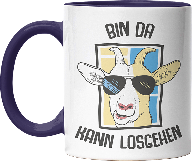 Bin da kann losgehen Ziege Witzige Kobaltblau Tasse kaufen Geschenk