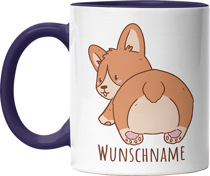 Corgi Popo Kaffee Personalisierbar Name Witzige Kobaltblau Tasse kaufen Geschenk