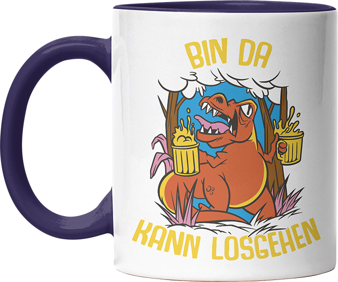 Bin da kann losgehen T Rex Bier Witzige Kobaltblau Tasse kaufen Geschenk