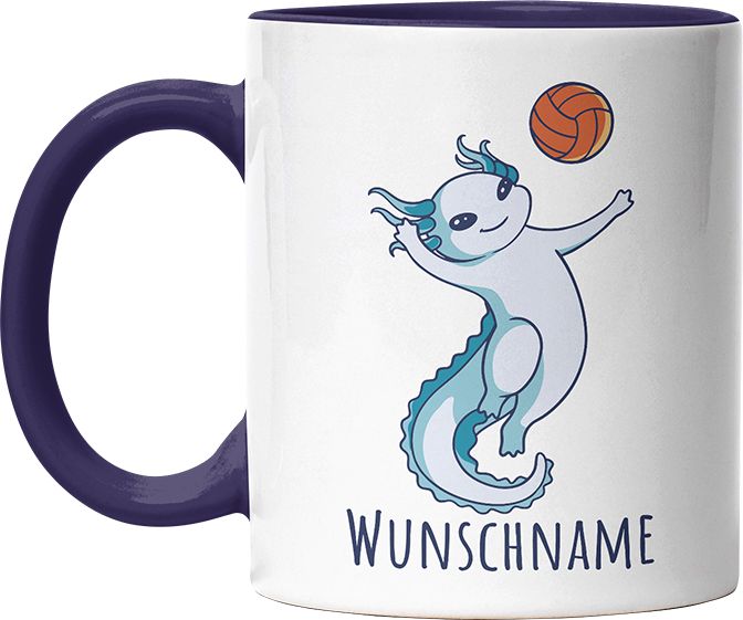 Axolotl Volleyball Kaffee Personalisierbar Name Witzige Kobaltblau Tasse kaufen Geschenk