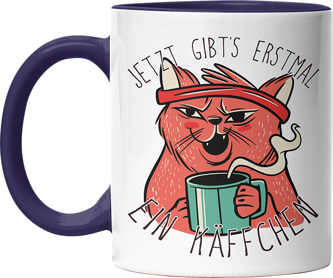 Jetzt gibts erstmal ein Käffchen Katze 2 Witzige Kobaltblau Tasse kaufen Geschenk