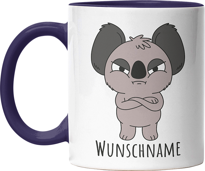 Genervter Koala Personalisierbar Name Witzige Kobaltblau Tasse kaufen Geschenk