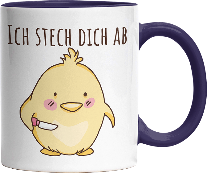Ich stech dich ab Hühnchen Witzige Kobaltblau Tasse kaufen Geschenk