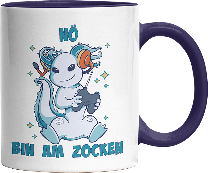 Axolotl Nö bin am zocken Witzige Kobaltblau Tasse kaufen Geschenk
