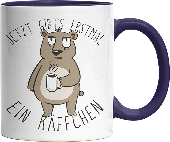 Jetzt gibts erstmal ein Käffchen Bär 2 Witzige Kobaltblau Tasse kaufen Geschenk