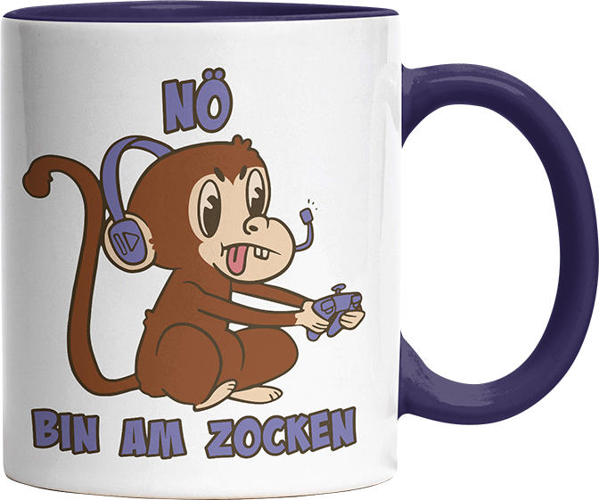 Affe Nö bin am zocken Witzige Kobaltblau Tasse kaufen Geschenk
