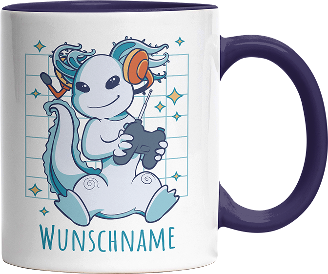 Axolotl Gamer Personalisierbar Name Witzige Kobaltblau Tasse kaufen Geschenk