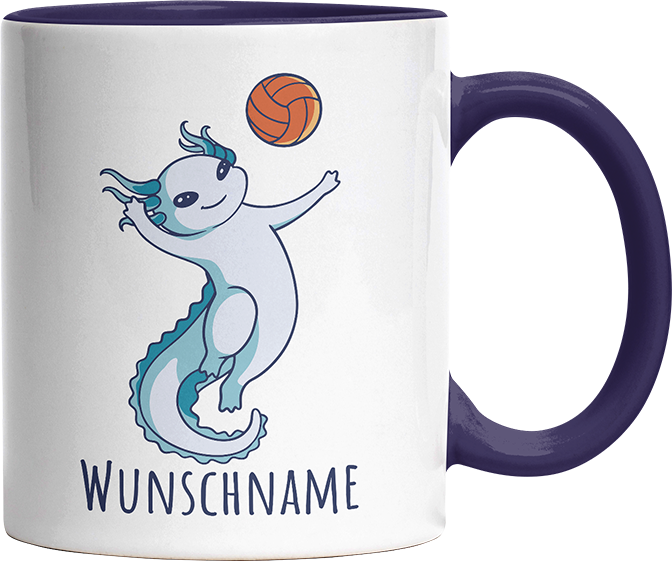 Axolotl Volleyball Kaffee Personalisierbar Name Witzige Kobaltblau Tasse kaufen Geschenk
