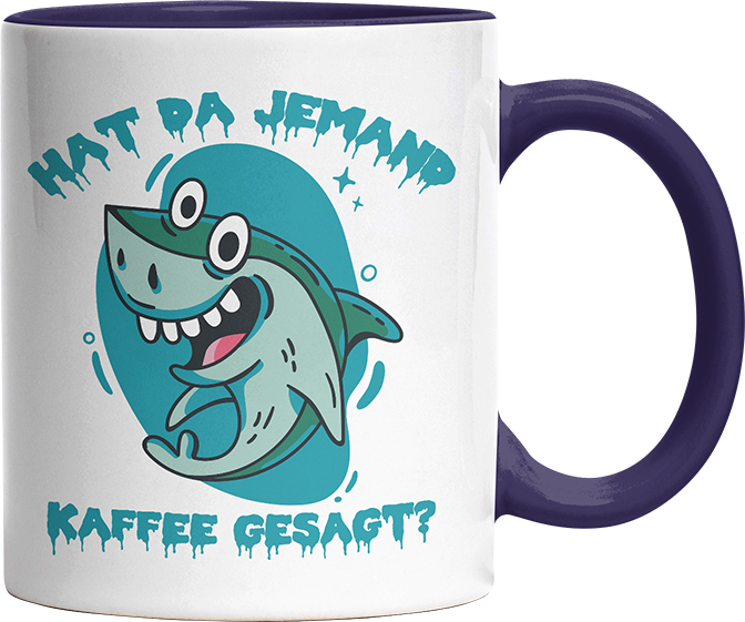 Hat da jemand Kaffee gesagt Hai Witzige Kobaltblau Tasse kaufen Geschenk