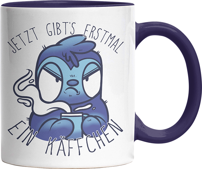Jetzt gibts erstmal ein Käffchen Faultier 3 Witzige Kobaltblau Tasse kaufen Geschenk
