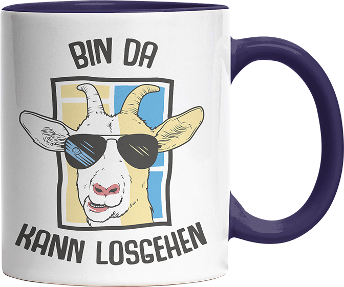 Bin da kann losgehen Ziege Witzige Kobaltblau Tasse kaufen Geschenk