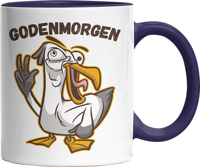 Godenmorgen Plattdeutsch Möwe Witzige Kobaltblau Tasse kaufen Geschenk