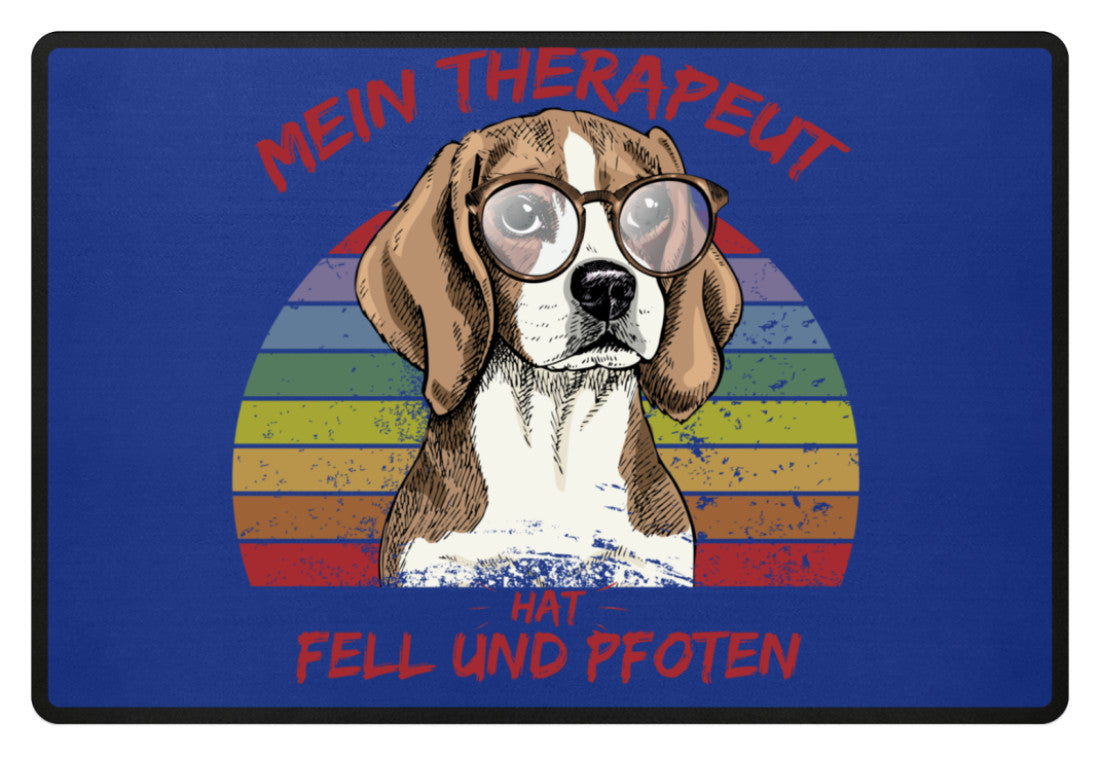 Zeigt susser beagle cooler spruch mein therapeut hat fell und pfoten retro fussmatte in Farbe Royal