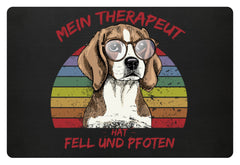 Süßer Beagle | Mein Therapeut hat Fell und Pfoten | Fußmatte in Black in Größe 60x40cm