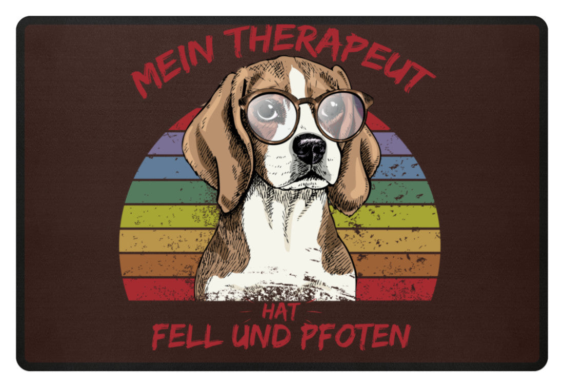 Zeigt susser beagle cooler spruch mein therapeut hat fell und pfoten retro fussmatte in Farbe Brown