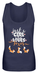 Zeigt just a girl who loves foxes frauen tanktop in Farbe Black