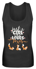 Just A Girl Who Loves Foxes | Frauen Tank Top in Black in Größe S