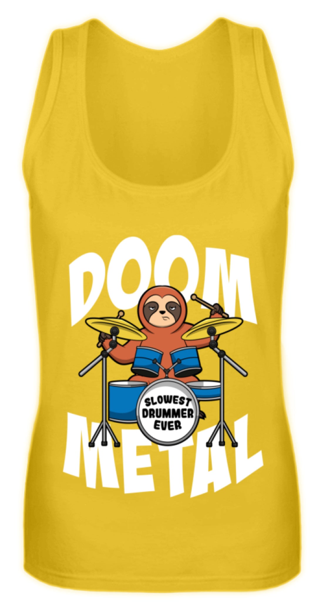Zeigt funny doom metal sloth drummer frauen tanktop in Farbe Pinky