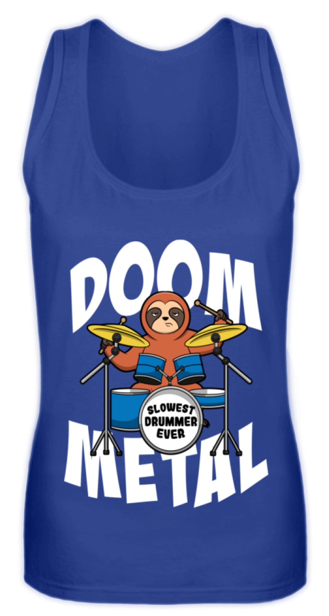 Zeigt funny doom metal sloth drummer frauen tanktop in Farbe Pinky