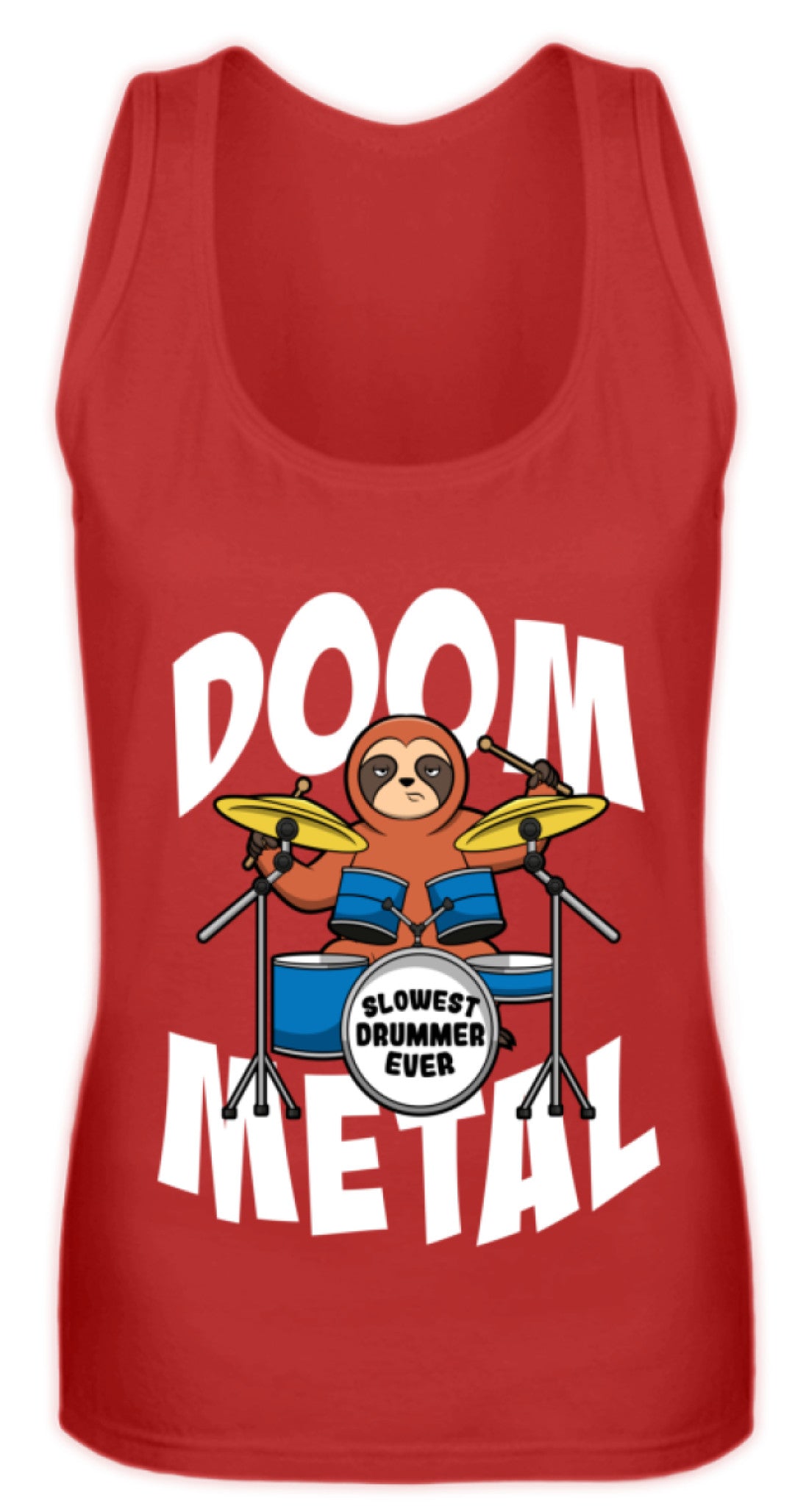 Zeigt funny doom metal sloth drummer frauen tanktop in Farbe Pinky