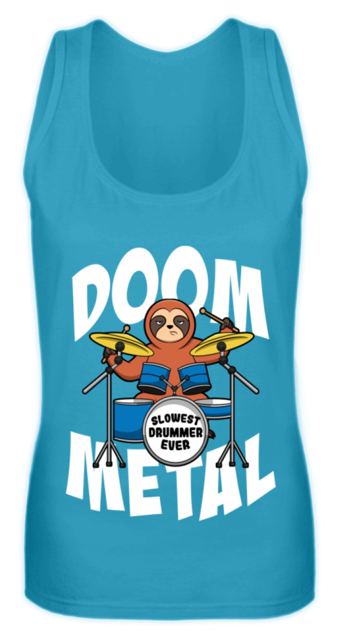 Zeigt funny doom metal sloth drummer frauen tanktop in Farbe Pinky
