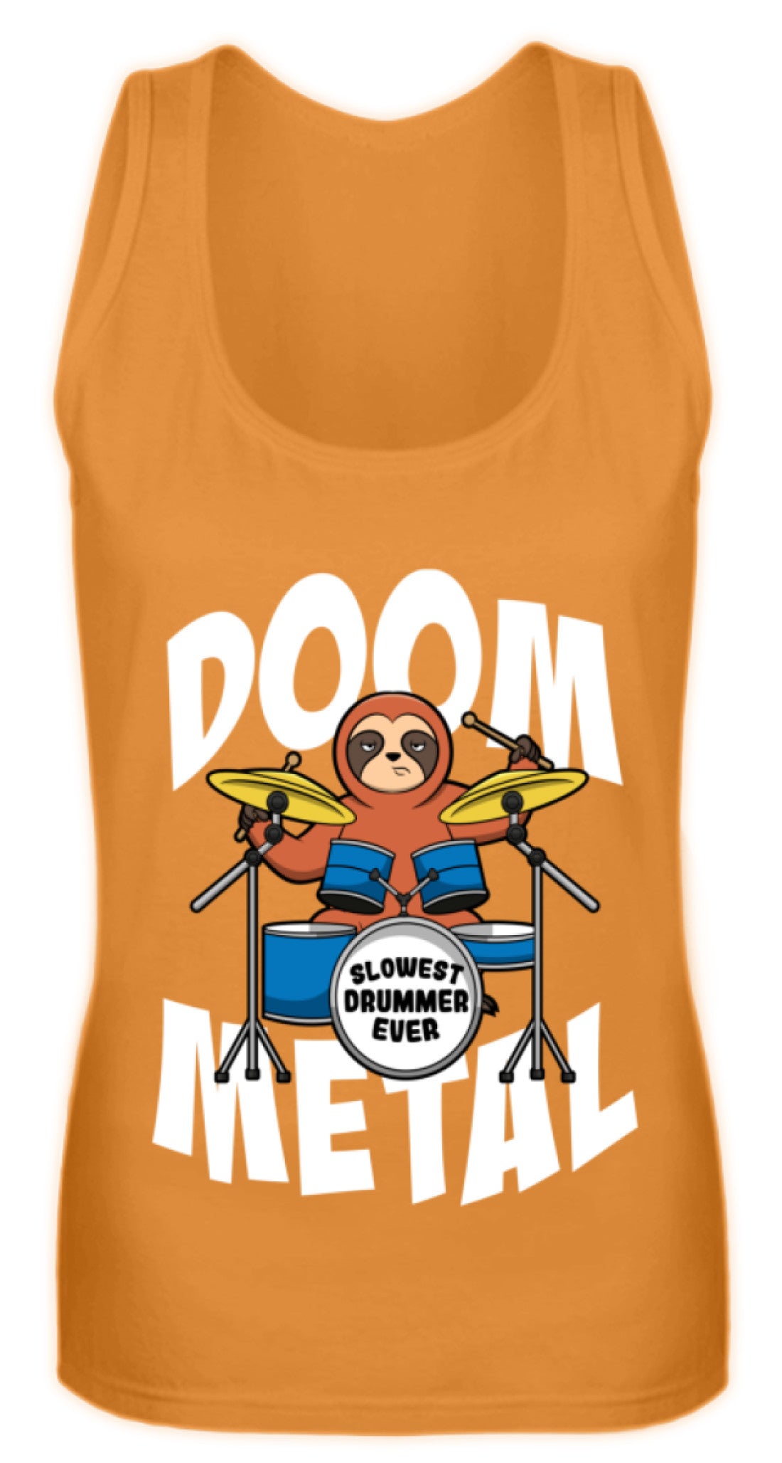 Zeigt funny doom metal sloth drummer frauen tanktop in Farbe Pinky